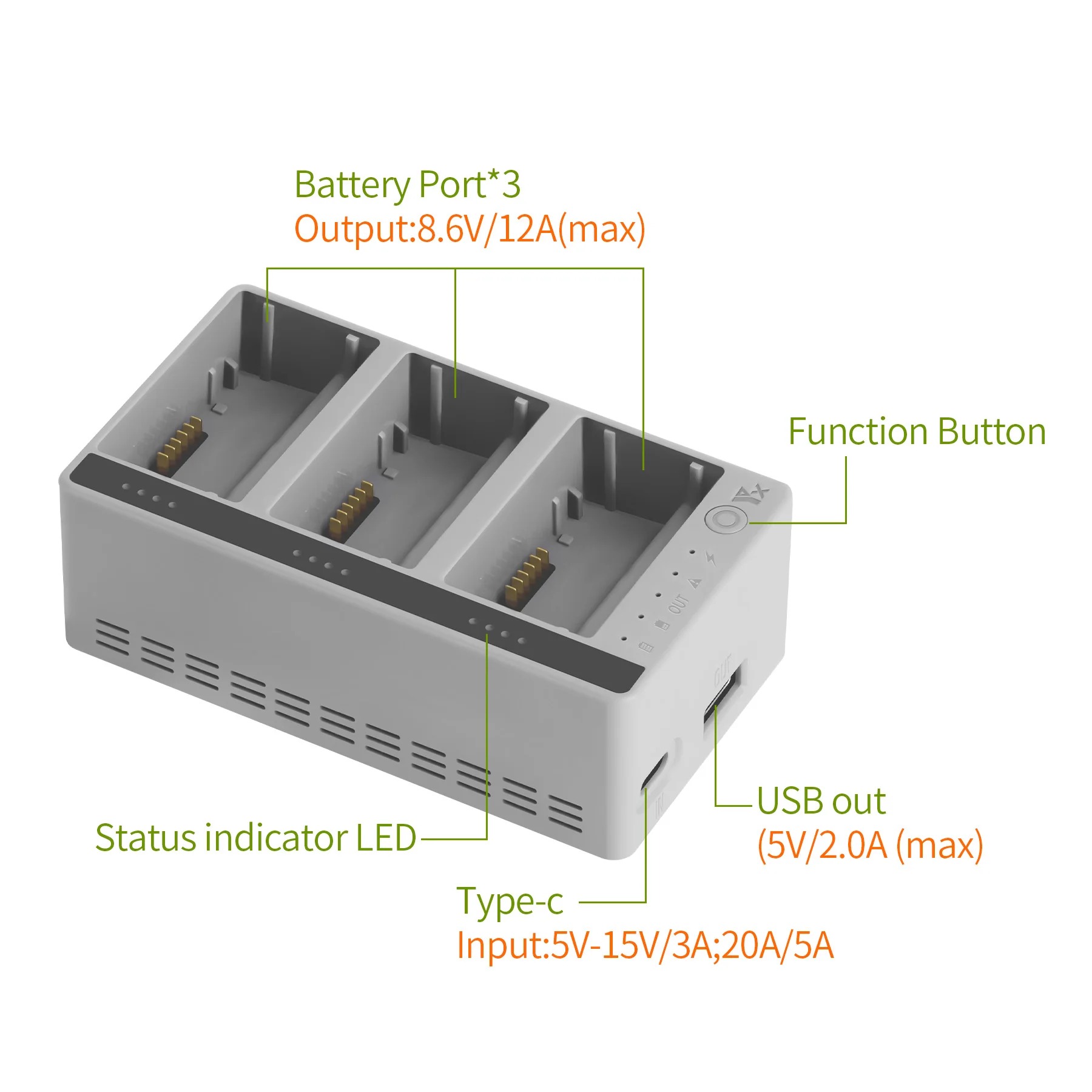 Drone Charging Hub - DJI LITO 1/X1 ドローンバッテリー用 3 ウェイスマート充電器