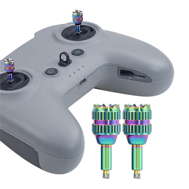Drone Control Stick - DJI FPV リモートコントローラー用 Y44A メタル製コントロールジョイスティック、ドローン用サムスティック交換部品、4個入り、レインボーカラー