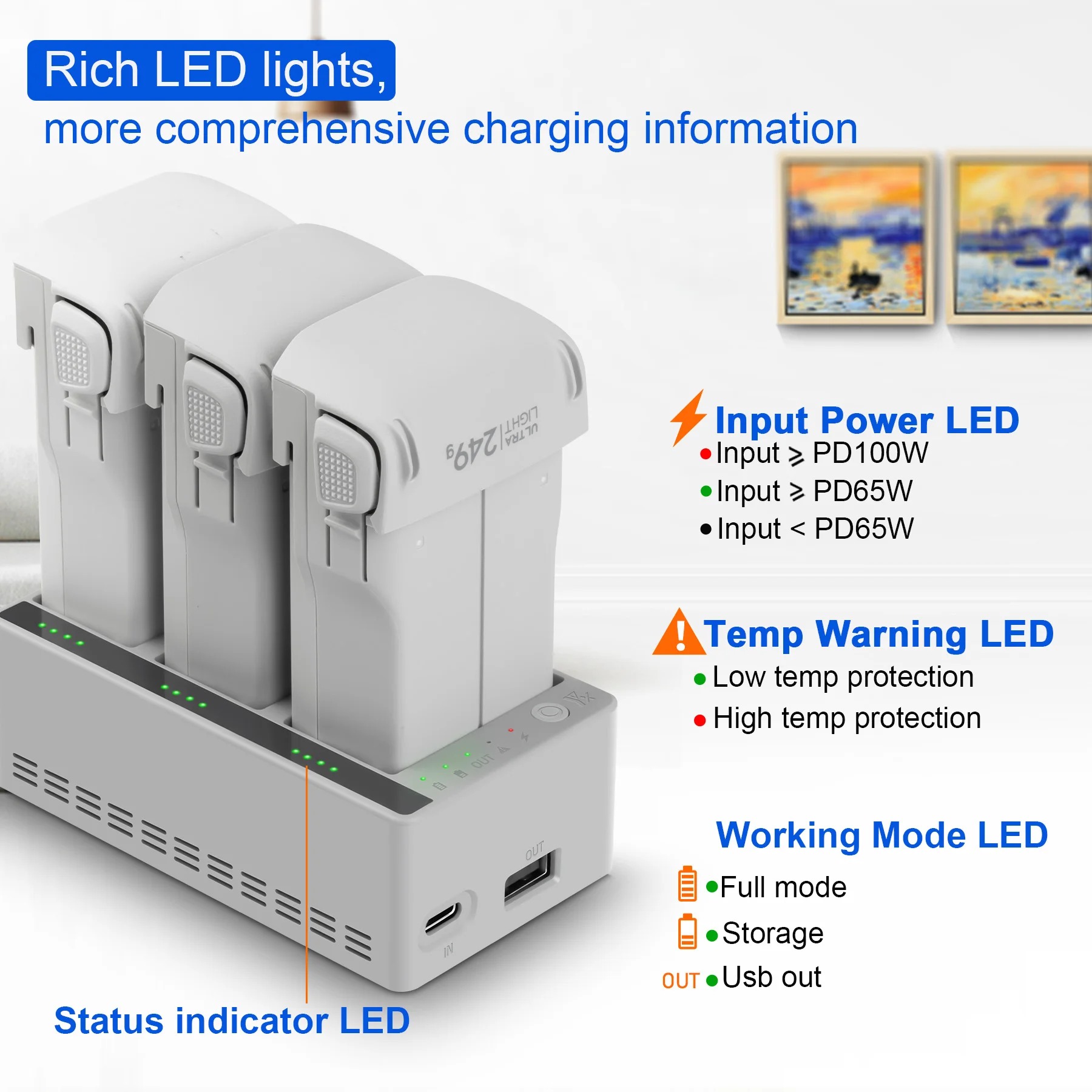 DJI LITO 1/X1 ドローンバッテリー用 3 ウェイ - Drone Charging Hub のレビューと価格
