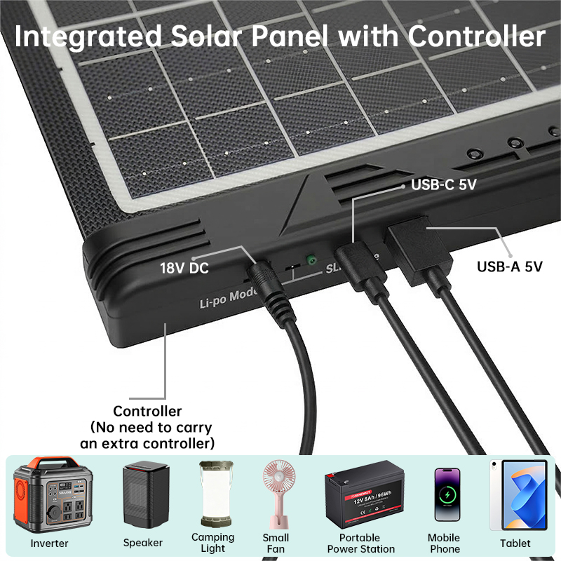 40W 18Vの折りたたみ式ソーラーパネル（コントローラー付 - Drone Solar Charger のレビューと価格