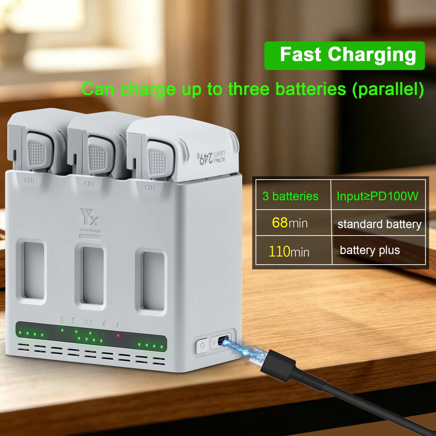 DJI LITO 1/X1 ドローン用バッテリー 100W  - Drone Charging Hub のレビューと価格